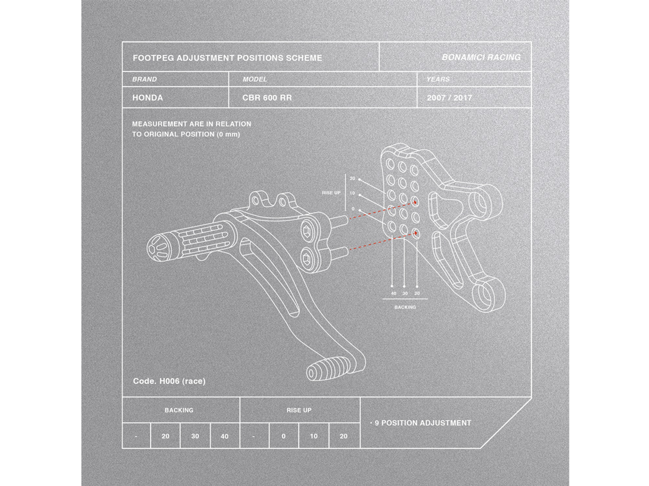 Bonamici Honda CBR 600RR Rearsets (2007+)("GP" Shift)