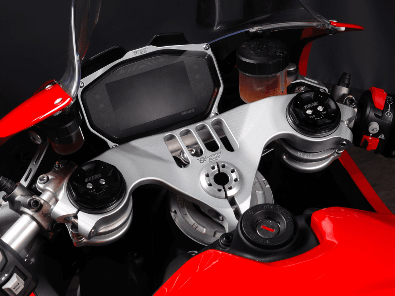 Bonamici Triple Tree Clamp Ducati Panigale V2 (Red) (-2024) (SingleArm Rear)