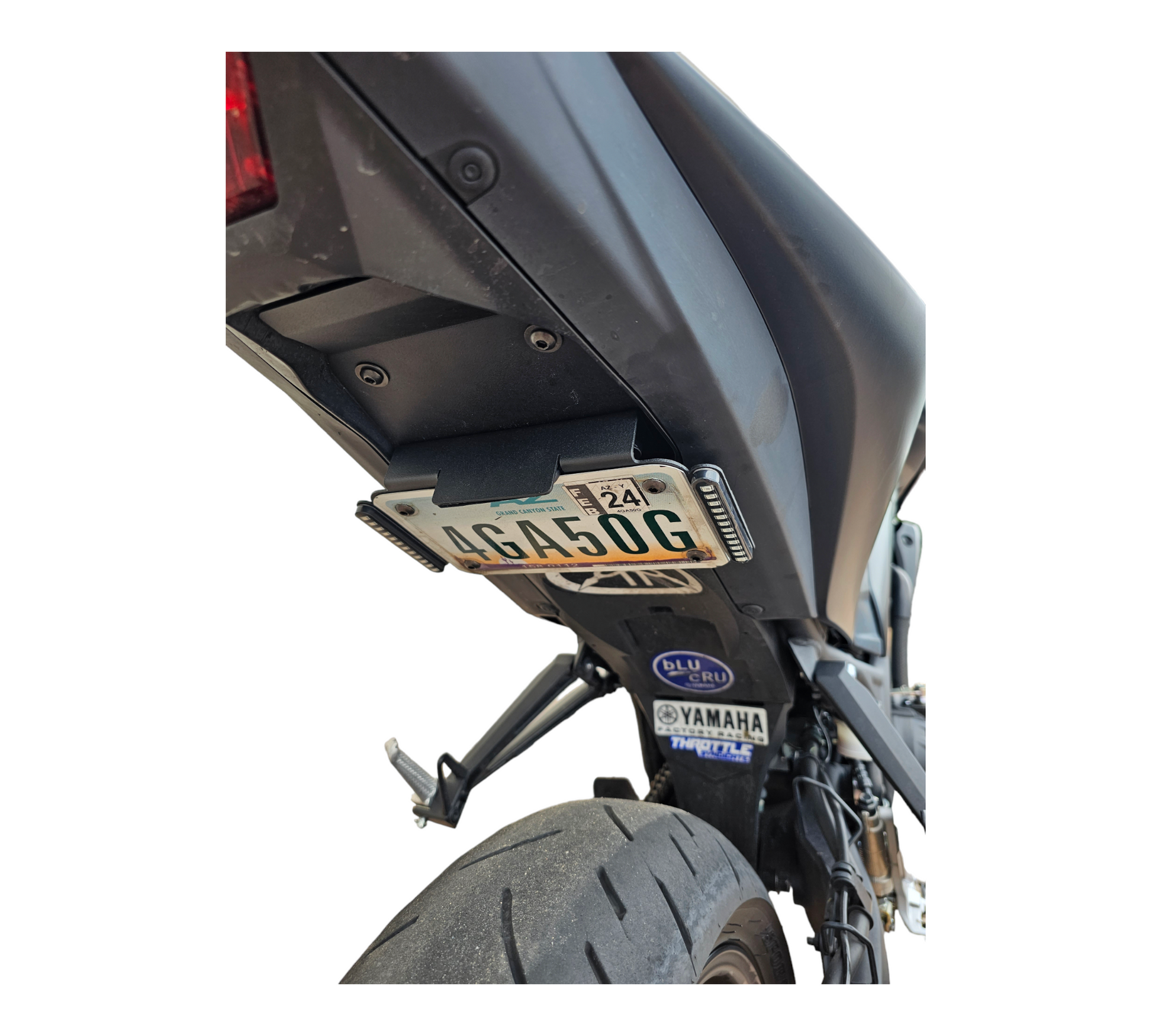 Yamaha MT03tail tidy up close diagonal view