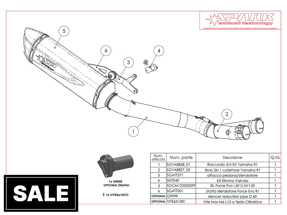 Spark Yamaha R1 "Force Evo" Titanium Semi-Full Exhaust System (2015+)