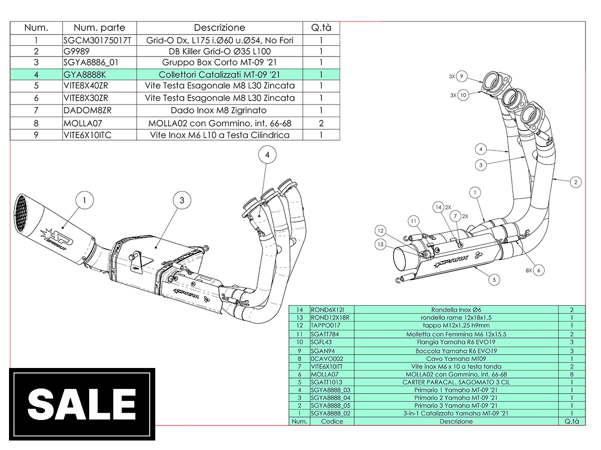 Spark Yamaha MT-09 / XSR 900 "Grid-O" Full Exhaust System (Euro5) (2021+)