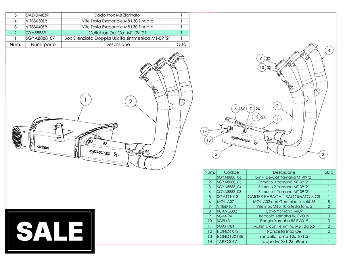 Spark Yamaha MT-09 / XSR 900 "Grid-O Double" Full Exhaust System (Race) (2021+)