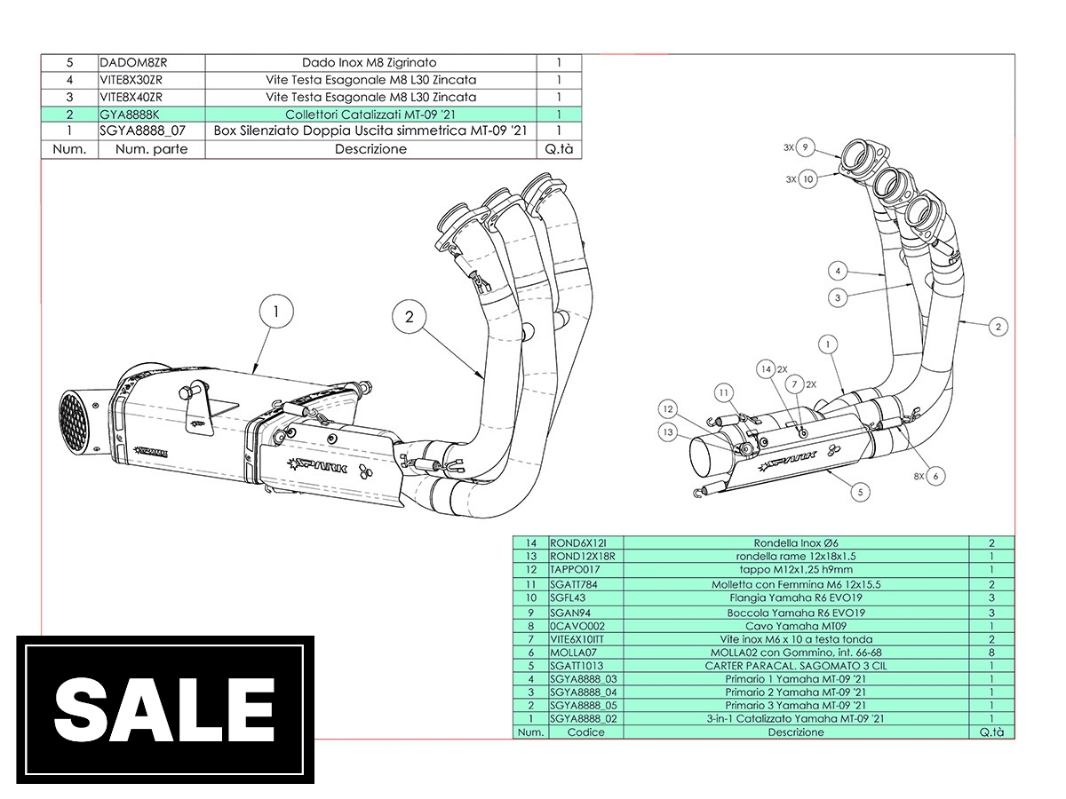 Spark Yamaha MT-09 / XSR 900 "Grid-O Double" Full Exhaust System (Euro5) (2021+)