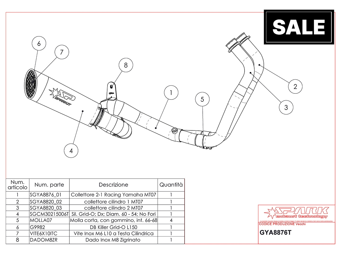 Spark Yamaha MT-07 "Grid-O" Full Exhaust System (14-20)