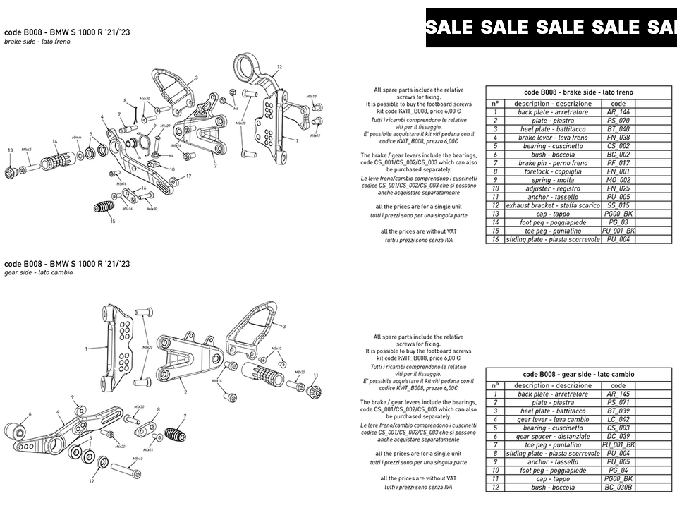 Bonamici Rearsets for BMW S1000R (2021+)