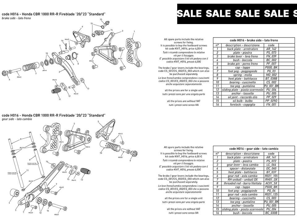 Bonamici Honda CBR 1000RR-R Fireblade SP Rearsets (2020+)