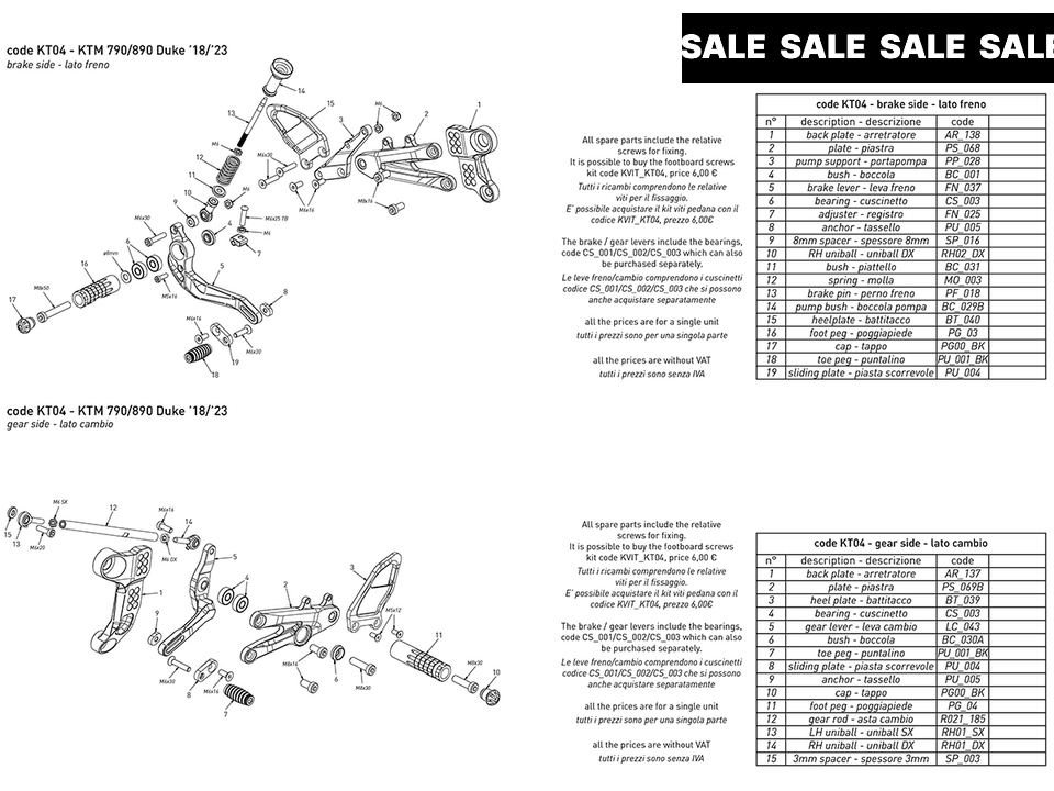 Bonamici KTM Duke 890 / 790 Rearsets