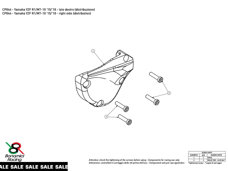 Bonamici Yamaha R1 Case Savers (2015+) (3-Piece Kit)
