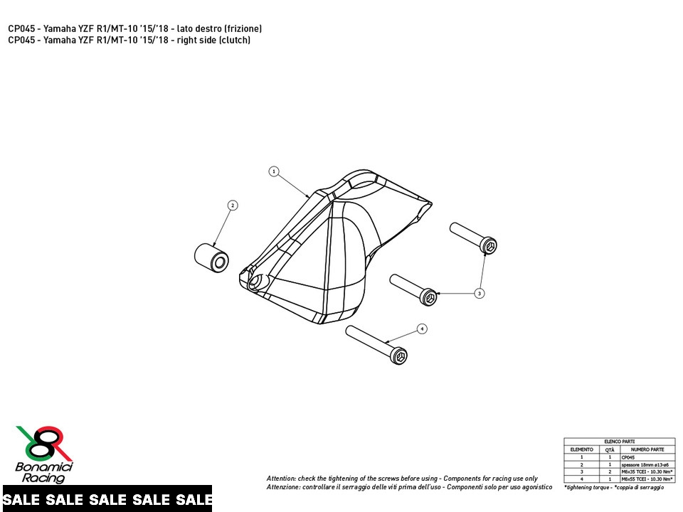 Bonamici Yamaha R1 Case Savers (2015+) (3-Piece Kit)