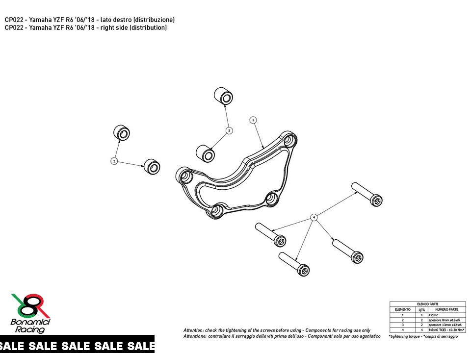 Bonamici Yamaha R6 Case Savers (2006+) (3-Piece Kit)