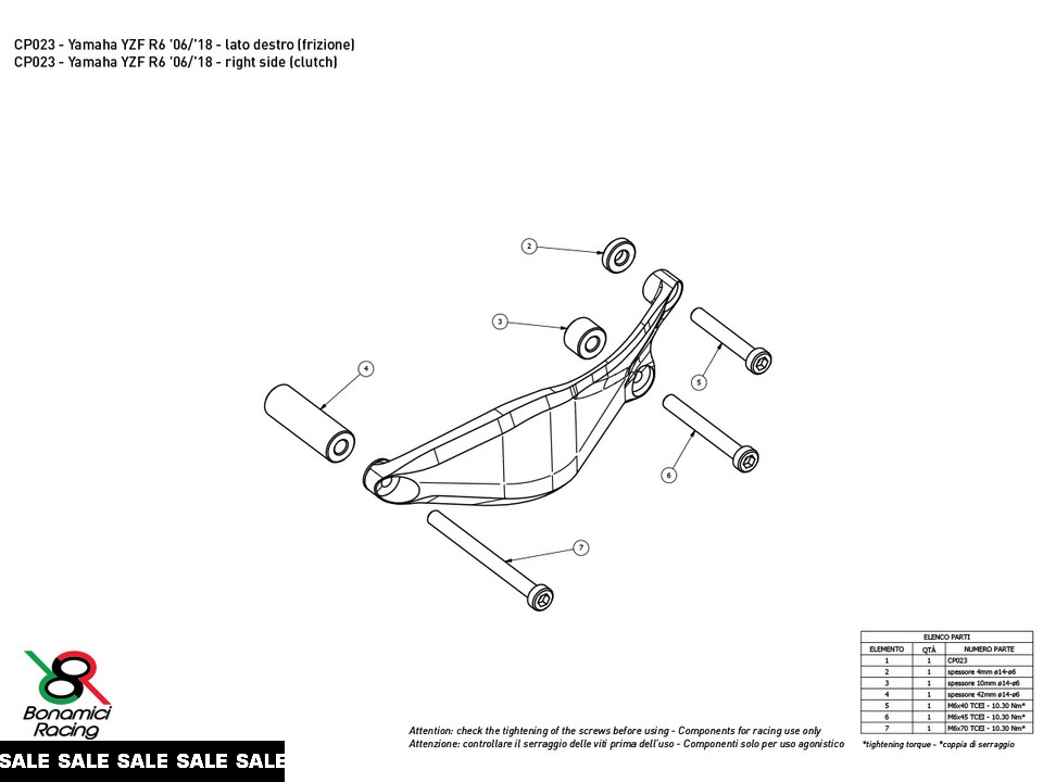 Bonamici Yamaha R6 Case Savers (2006+) (3-Piece Kit)