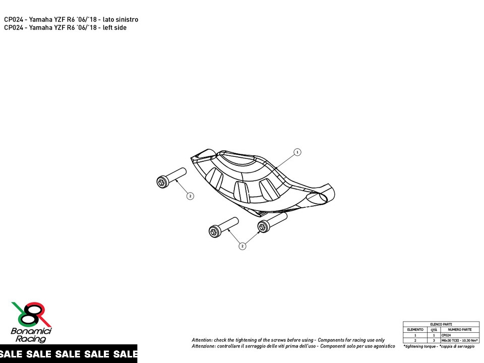 Bonamici Yamaha R6 Case Savers (2006+) (3-Piece Kit)