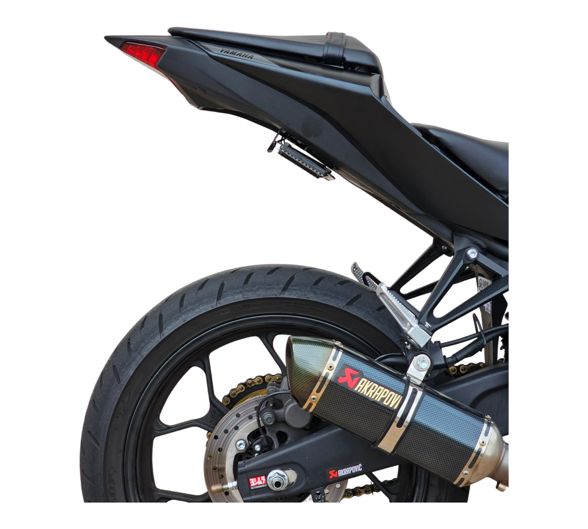 Yamaha MT03 fender eliminator up close side view