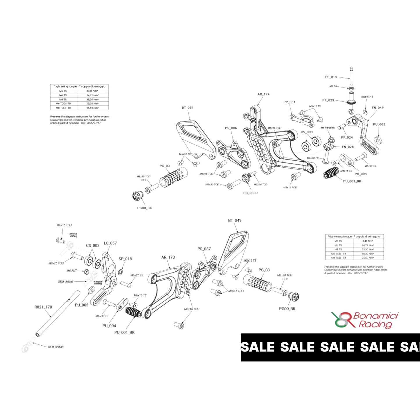 Bonamici Ducati Streetfighter V4/S Rearsets (2025+)
