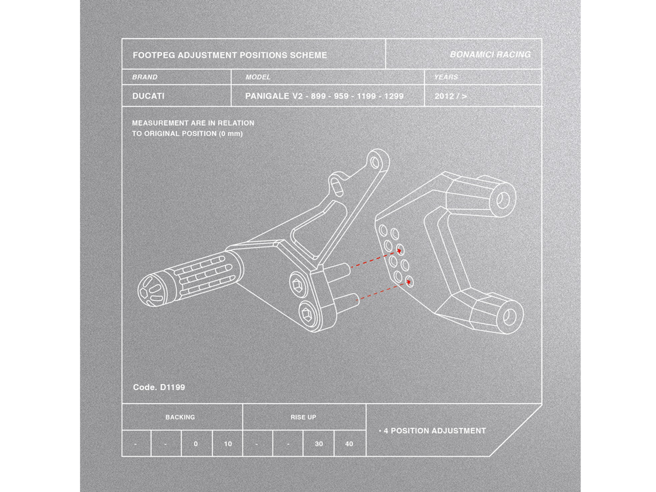 Bonamici Ducati Panigale 959, 899, 1199, 1299 Rearsets