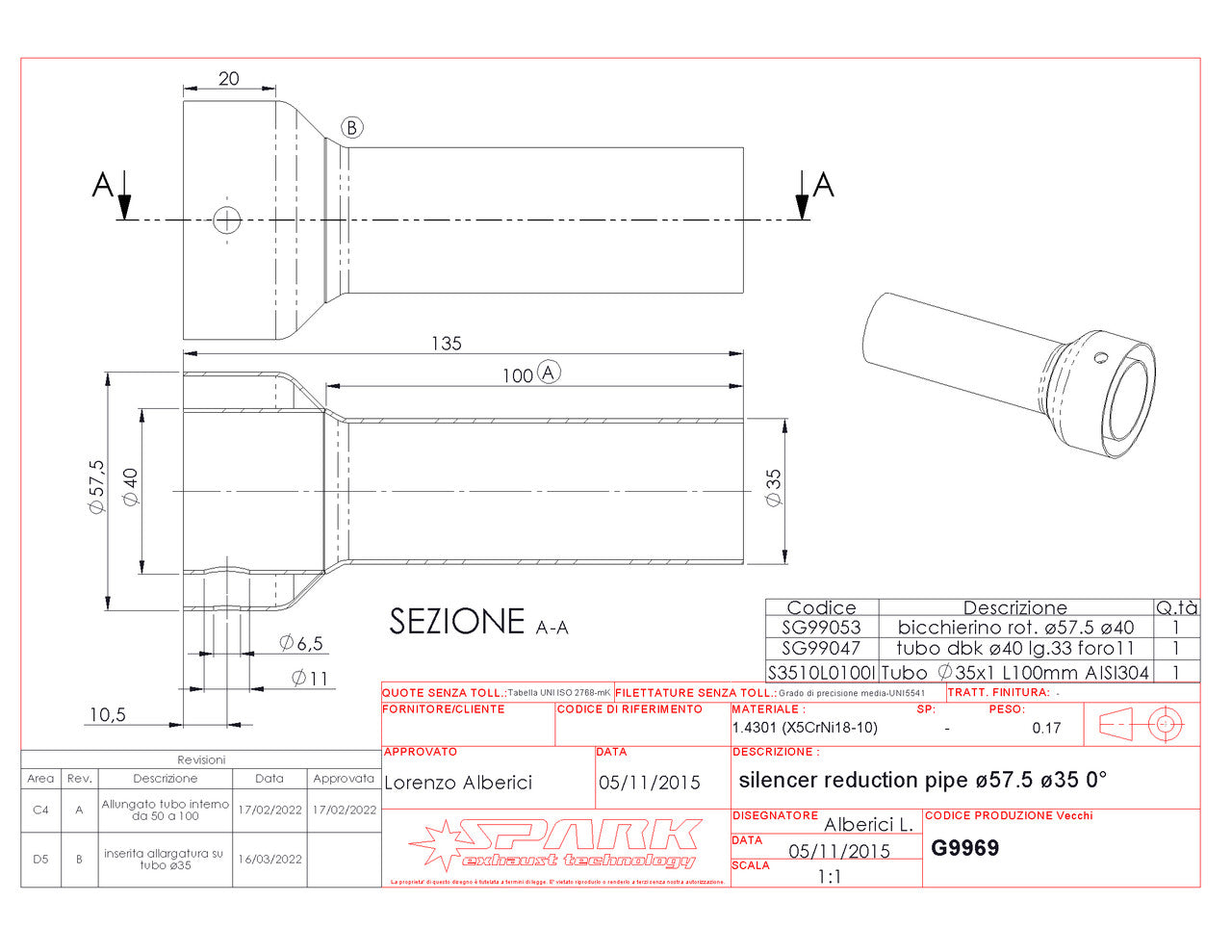 Spark "GP" DB Killer Insert (57.5mm) (-5 Decibels)