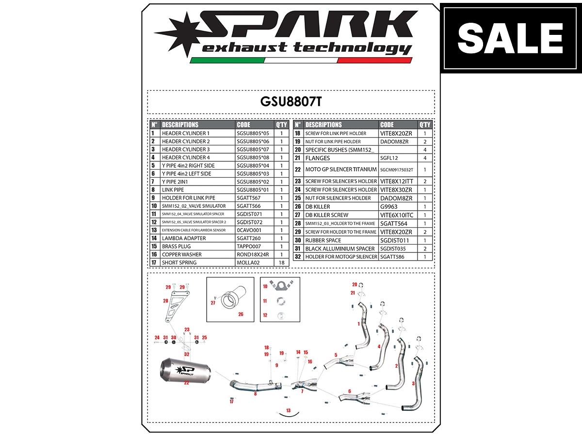 Spark Suzuki GSX-R 1000 "GP" Titanium Full Exhaust System (Evolution) (2017+)