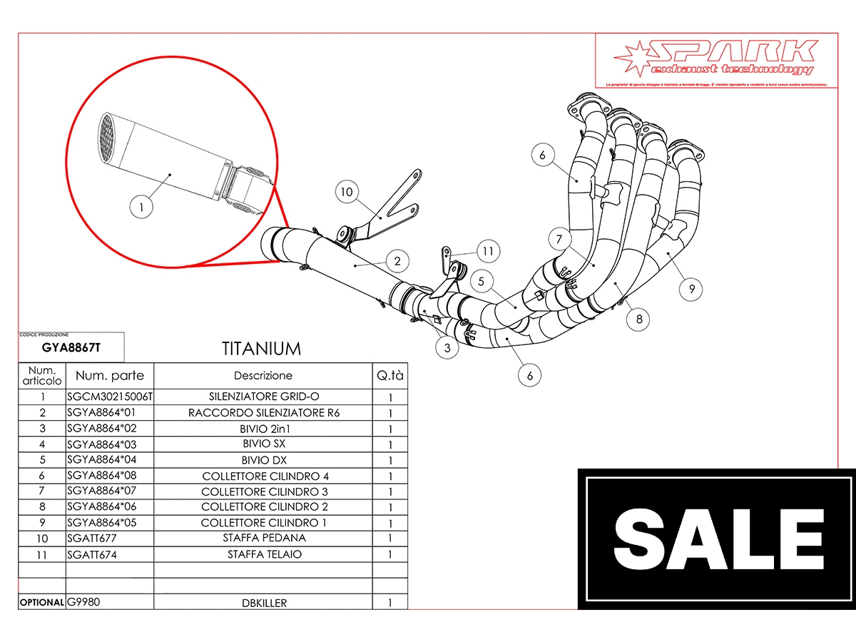 Spark Yamaha R6 "Grid-O" Titanium Full Exhaust System (WSBK Evolution) (2008+)