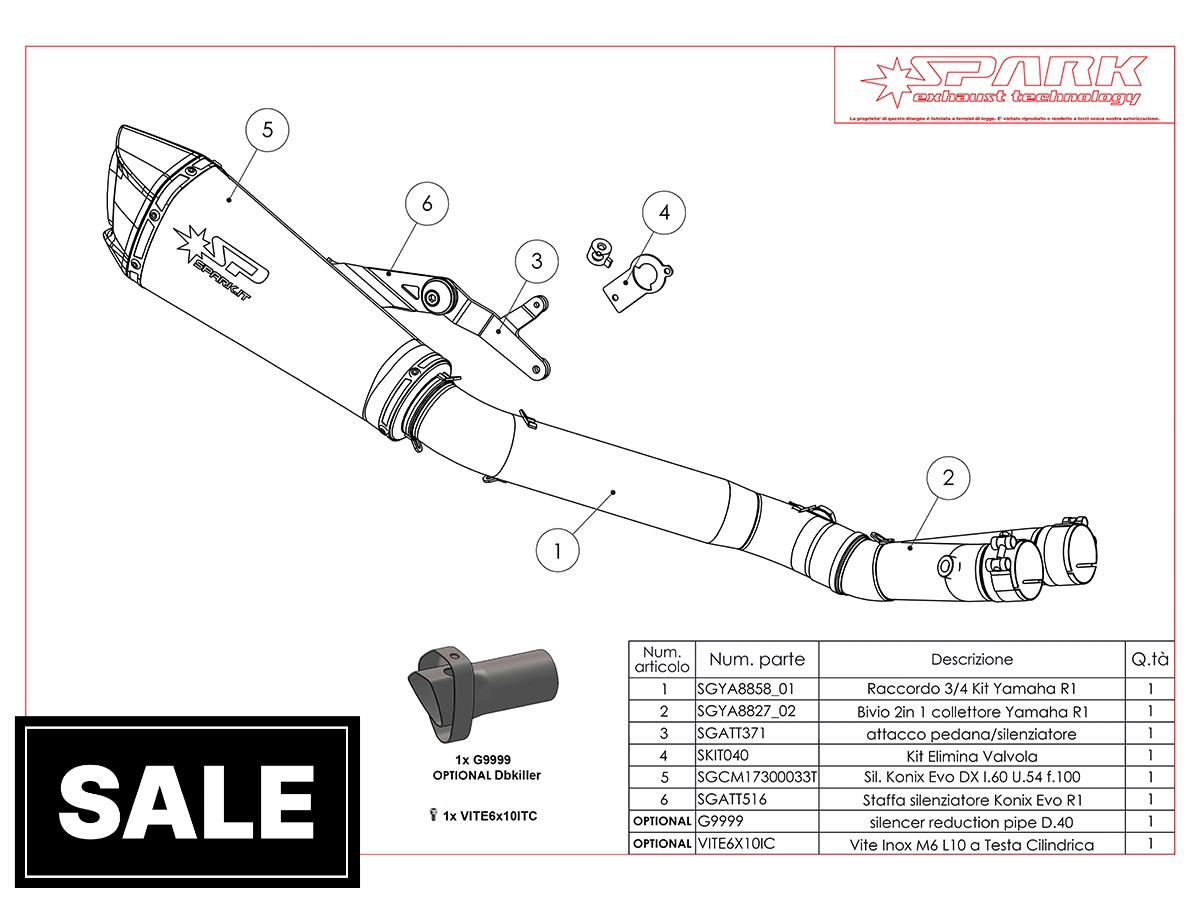 Spark Yamaha R1 "Konix Evo" Titanium Semi-Full Exhaust System (2015+)