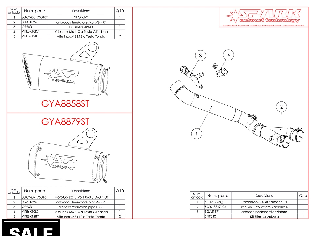 Spark Yamaha R1 "Grid-O" Titanium Semi-Full Exhaust System (2015+)