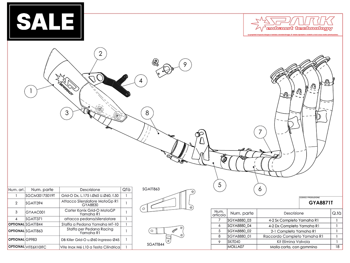 Spark Yamaha R1 "Grid-O" Titanium Full Exhaust System (WSBK Evolution) (2015+)