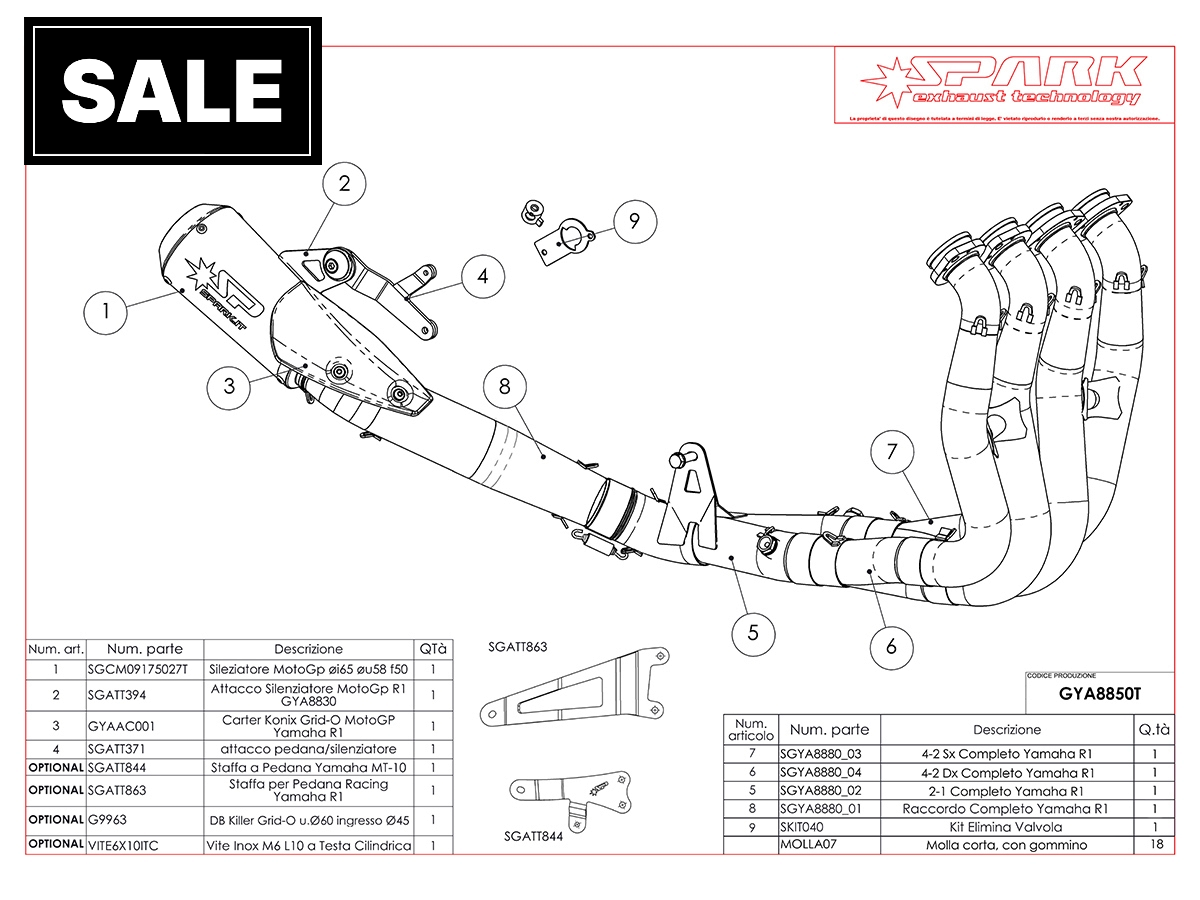 Spark Yamaha R1 "GP" Titanium Full Exhaust System (2015+)