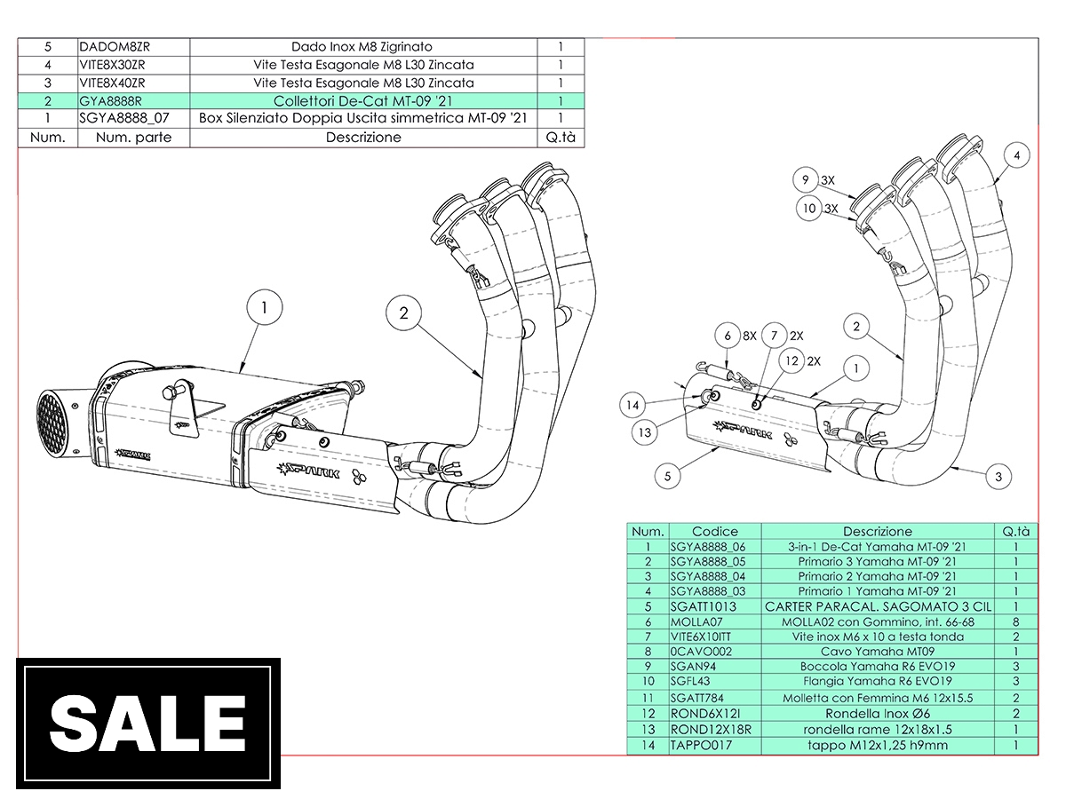 Spark Yamaha MT-09 / XSR 900 "Triple Exit" Full Exhaust System (Race) (2021+)