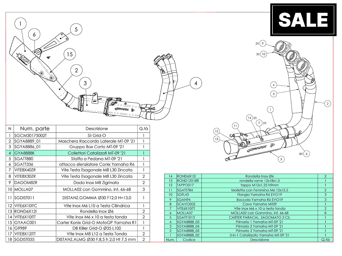 Spark Yamaha MT-09 "High Mount Grid-O" Full Exhaust System (Euro5) (21-23)
