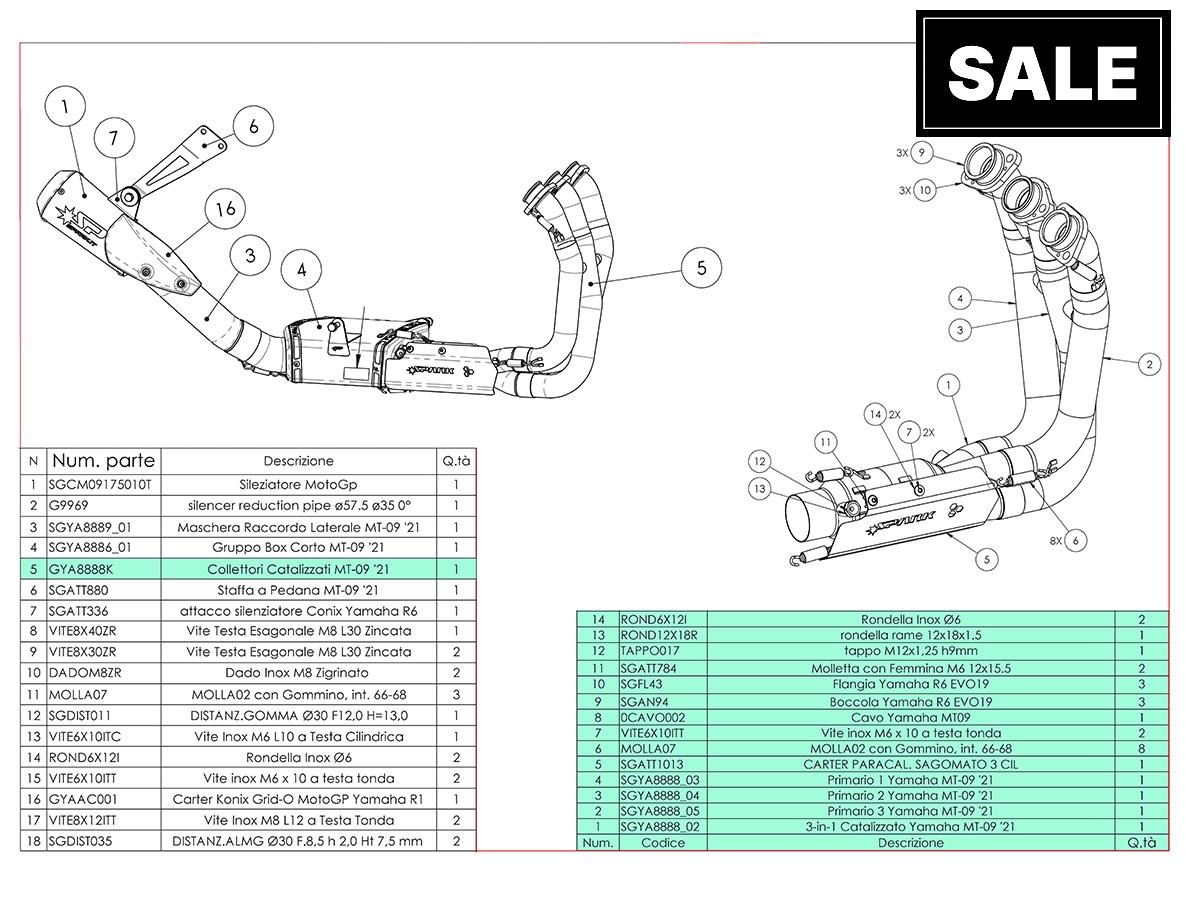 Spark Yamaha MT-09 "High Mount GP" Full Exhaust System (Euro5) (2021+)