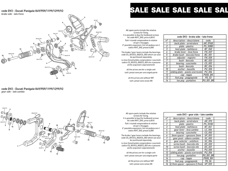 Bonamici Ducati Panigale 959, 899, 1199, 1299 Rearsets