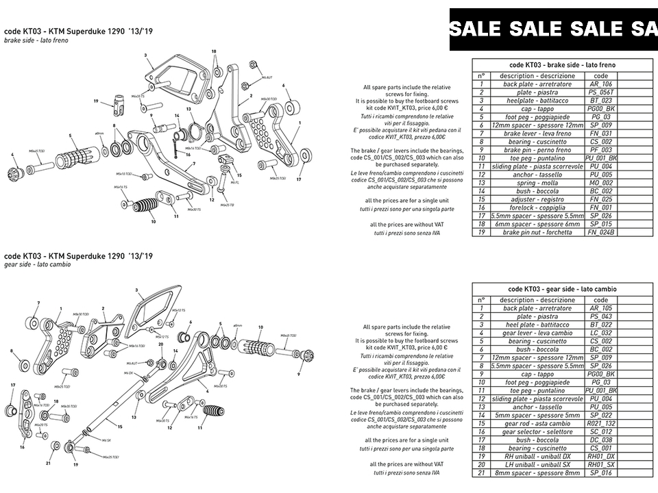 Bonamici KTM 1290 Super Duke GT/R Rearsets (17-19)