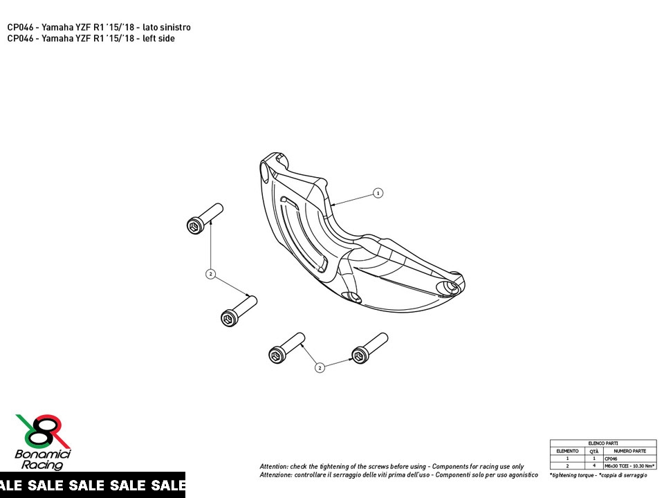Bonamici Yamaha R1 Case Savers (2015+) (3-Piece Kit)