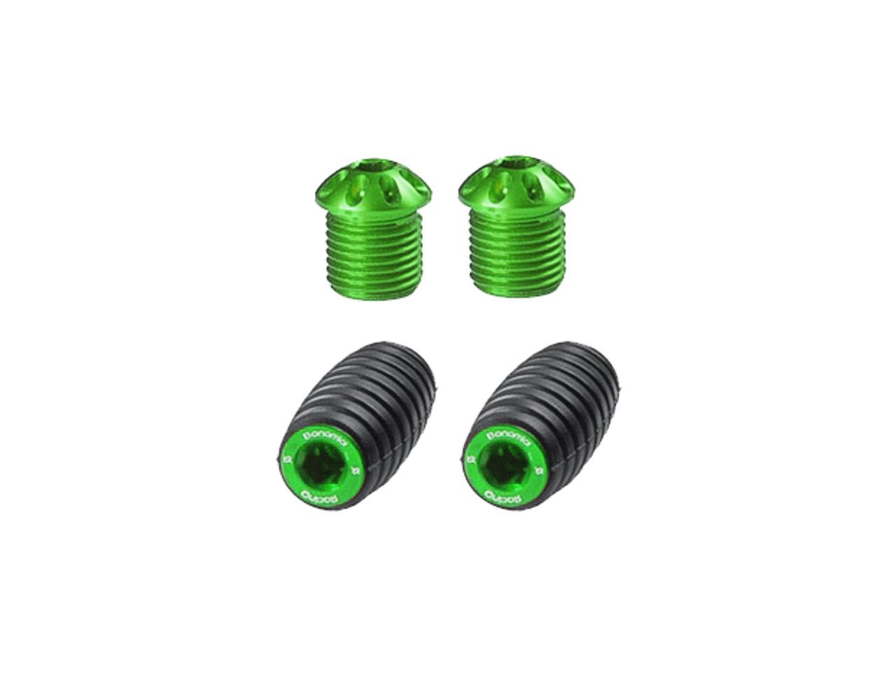 Bonamici Rearset Colored Toe Pegs & Footpeg Caps (Green)