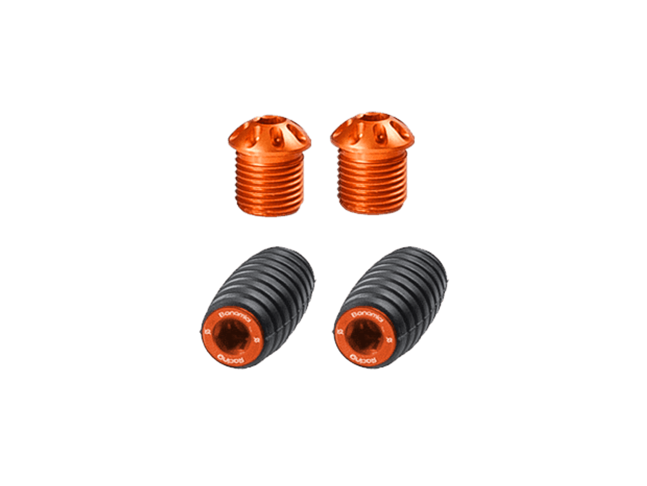 Bonamici Rearset Colored Toe Pegs & Footpeg Caps (Orange)