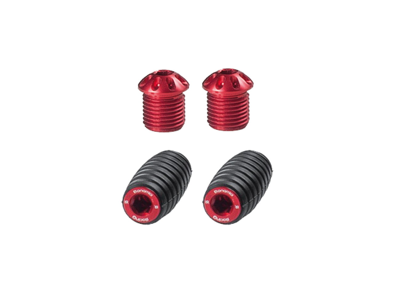Bonamici Rearset Colored Toe Pegs & Footpeg Caps (Red)