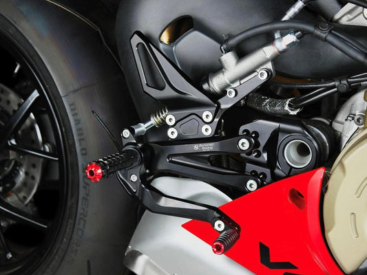 Bonamici Ducati Panigale V4 S/R Rearsets (w/ Carbon Fiber Heel Guards)